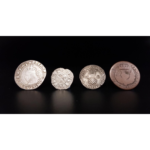 458 - SCOTTISH MARY QUEEN OF SCOTS SILVER BAWBEE
together with a Scotland Charles II copper bawbee, Elizab... 