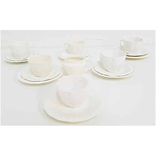 245 - ROYAL CROWN DERBY TEA SERVICE
in plain white and comprising six cups, five saucers, six side plates ... 