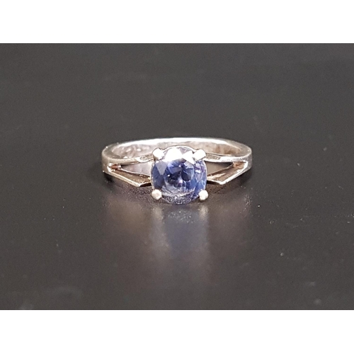32 - ROUND CUT SAPPHIRE SINGLE STONE RING
the sapphire approximately 1.25cts, on unmarked white gold shan... 