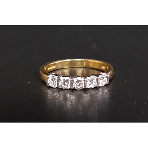 78 - DIAMOND FIVE STONE RING
the five round brilliant cut diamonds totaling approximately 0.5cts, on eigh... 
