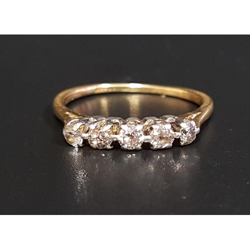 113 - DIAMOND FIVE STONE RING
the diamonds totaling approximately 0.35cts, on eighteen carat gold shank wi... 
