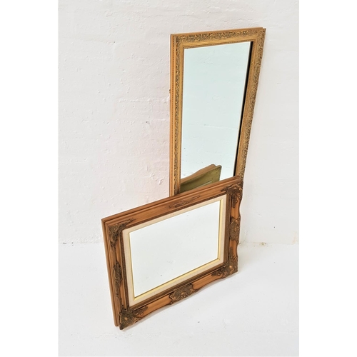 589 - OBLONG DRESSING MIRROR
in a gilt frame, 97.5cm high; together with a beveled wall mirror in ornate g... 