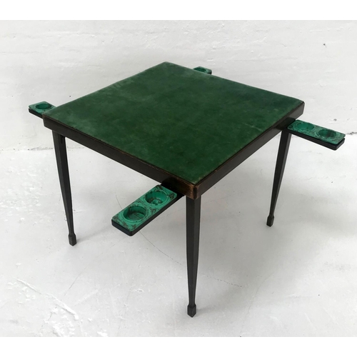 590 - HAXYES FOLDING BRIDGE TABLE
with baize top, on tapering supports with integrated bakelite ashtray an... 