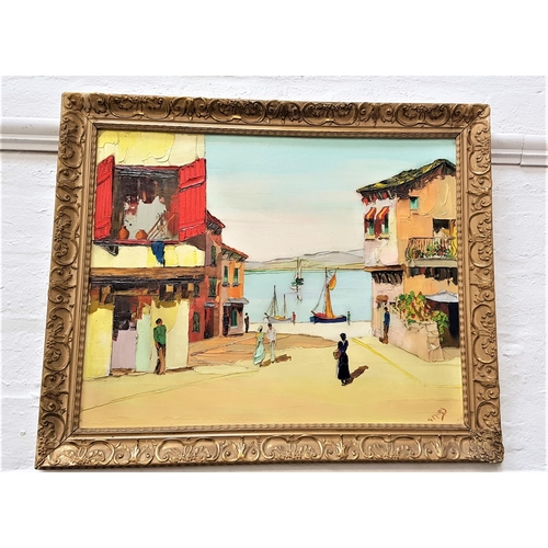 469 - GEORGE MURIS
The Red Door, Harbour Lane, South of France, oil on board, signed, 39.5cm x 49.5cm