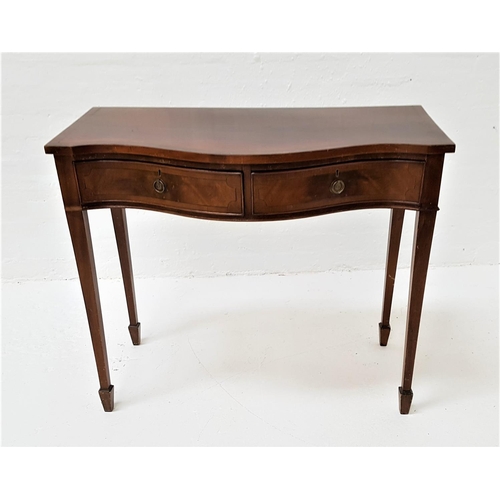 486 - MAHOGANY AND CROSSBANDED SERPENTINE SIDE TABLE
with two cockbeaded frieze drawers, standing on taper... 