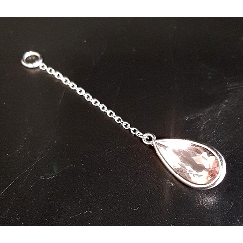 123 - MORGANITE DROP PENDANT
the pear cut pink gemstone drop in white gold bezel setting suspended below c... 