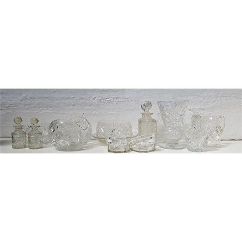 266 - LARGE SELECTION OF CRYSTAL AND OTHER GLASSWARE
including a large thistle shaped vase, two water jugs... 