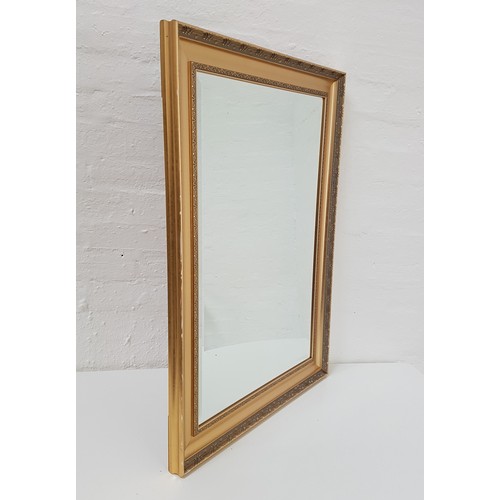 516 - OBLONG GILT FRAME WALL MIRROR
with a bevelled plate, 63.5cm x 89cm