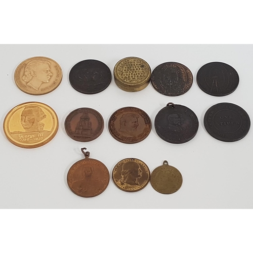 377 - SELECTION OF MEDALS AND COINS
including two Gigantic Wheel Earls Court coins, coronation bronze meda... 