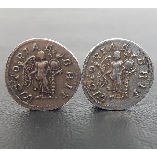 363 - TWO REPLICA AD 193-211 SEPTIMIUS SEVERUS AR DENARIUS
SEVERVS PIVS AVG BRIT, laureate head right / VI... 