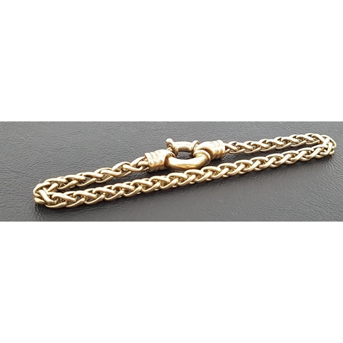 77 - NINE CARAT GOLD FANCY LINK BRACELET
with large decorative ring clasp, approximately 19cm long and 13... 