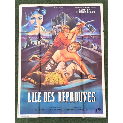 258 - THREE FRENCH GRANDE FILM POSTERS
comprising 'L'Ille Des Reprouves' (The Siege of Pinchgut), 1959, 47... 