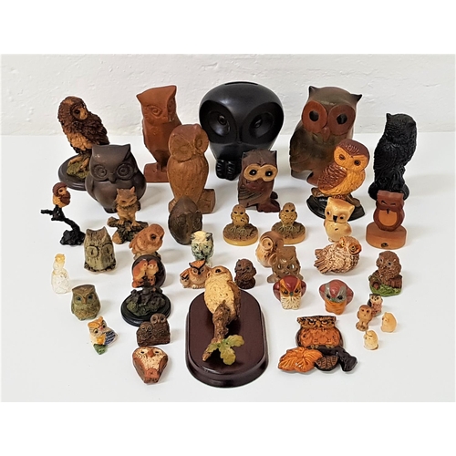 265 - PARLIMENT OF OWLS
with examples in resin, wood, pottery and stone, of varying size