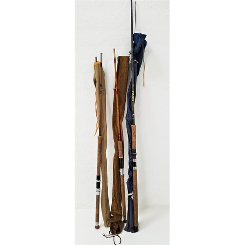 298 - THREE SPINNING RODS
comprising Shakespeare carbon 2.7m, black arrow and 7ft 6