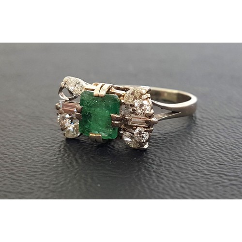 65 - ART DECO GREEN GEM AND DIAMOND DRESS RING
the central green gemstone, possibly sapphire, flanked by ... 