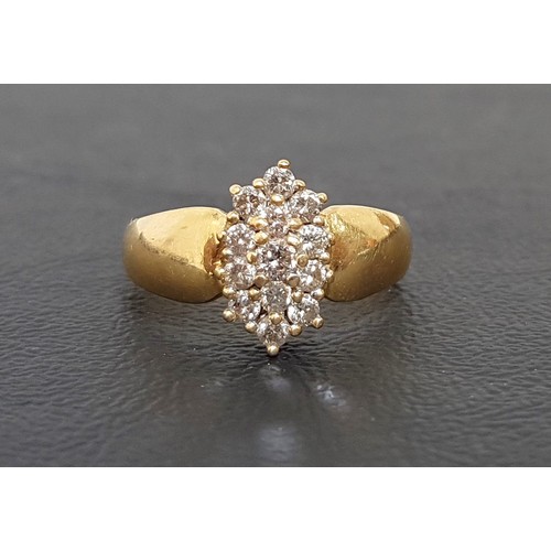 102 - DIAMOND CLUSTER RING
the multi diamonds totaling approximately 0.5cts, on eighteen carat gold shank,... 