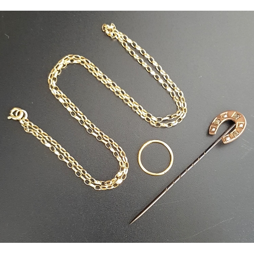 139 - NINE CARAT GOLD NECK CHAIN
approximately 45.5cm long, and a nine carat gold single hoop earring, tot... 