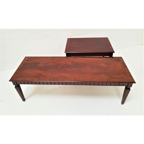 455 - TWO MAHOGANY AND CROSSBANDED OCCASIONAL TABLES
with oblong moulded tops above a carved frieze, stand... 