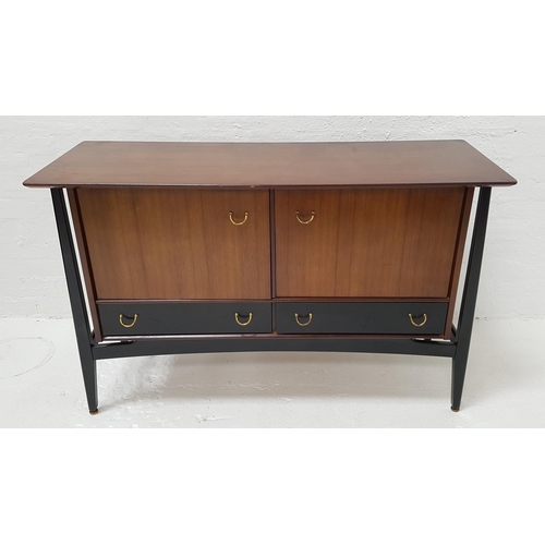 406 - G PLAN DARK TEAK SIDEBOARD
with a moulded top above two cupboard doors with drawers below, standing ... 