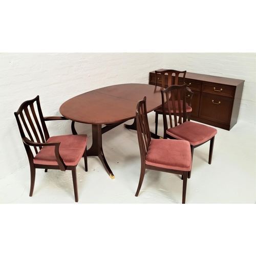 490 - G PLAN TEAK DINING ROOM SUITE
comprising an oval dining table with a pull apart top and fold out lea... 