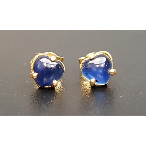 140 - PAIR OF SAPPHIRE STUD EARRINGS
the heart shaped cabochon sapphires in unmarked gold, the butterflies... 