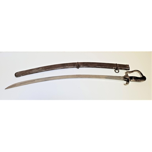 333 - CAVALRY OFFICERS SWORD
with an 83cm curved fullered blade, the leather grip lacking the wire binding... 