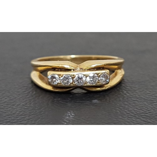 68 - DIAMOND FIVE STONE RING
the diamonds totaling approximately 0.25cts, on eighteen carat gold shank wi... 
