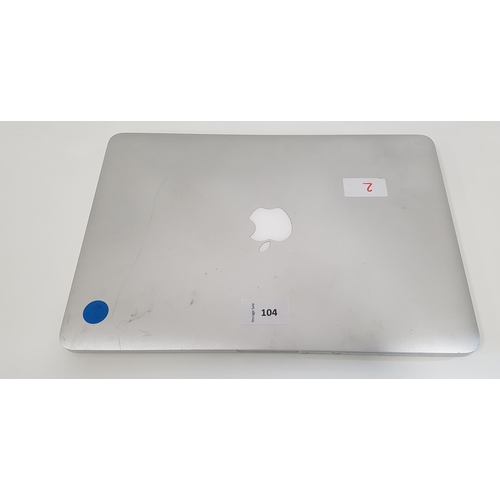 104 - APPLE MACBOOK PRO A1502
serial number: C17PC24KFHV3, 128GB, 8GB memory, 2.7GHz, Wiped. Note: It is t... 