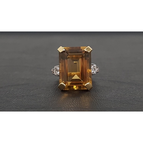 20 - IMPRESSIVE CITRINE AND DIAMOND COCKTAIL RING
the large central emerald cut citrine measuring 19.8mm ... 