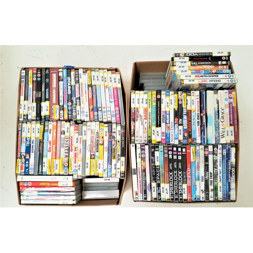 165 - TWO BOXES OF DVDs
including box sets, films, TV, etc.