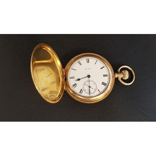 70 - GOLD PLATED ELGIN POCKET WATCH
the white enamel dial with Roman numerals and subsidiary seconds dial... 