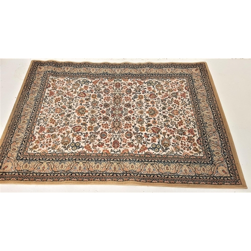 486 - MIDDLE EASTERN STYLE RUG
the white ground with floral motifs encased by a blue and fawn border, 230c... 