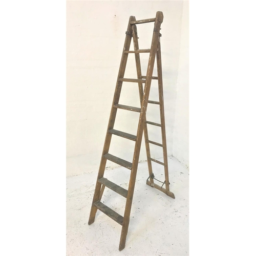 543 - VINTAGE WOODEN EXTENDING STEP LADDER
marked 'The Patent Safety Ladder Company Patent', 210cm not ext... 