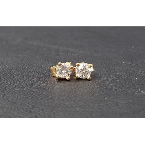44 - PAIR OF DIAMOND SOLITAIRE EARRINGS
the round brilliant cut diamonds totaling approximately 0.7cts, i... 