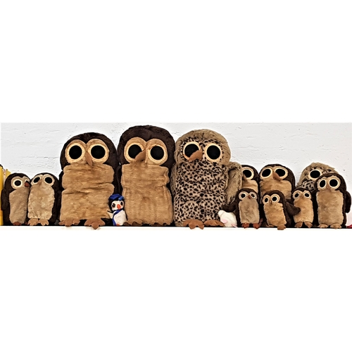 312 - PARLIAMENT OF SOFT OWL TOYS
comprising twelve Alresford Crafts graduated owls, 26cm-65cm high, Chad ... 