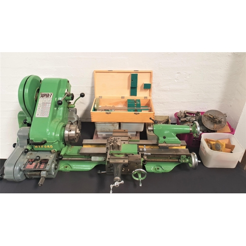 322 - MYFORD SUPER 7 METAL LATHE
together with various accessories and some milled items