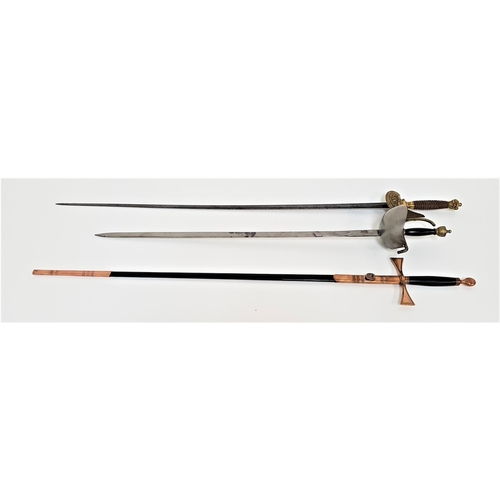 371 - SPANISH RAPIER STYLE SWORD
with a 59.5cm blade, the hilt with a shell type knuckle guard, together w... 