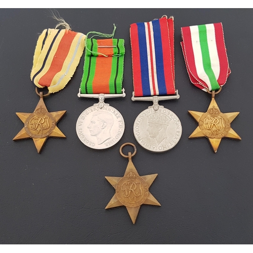 354 - GROUP OF FIVE WWII MEDALS
including The 1939-1945 Star, The Africa Star and ribbon, The Italy Star a... 