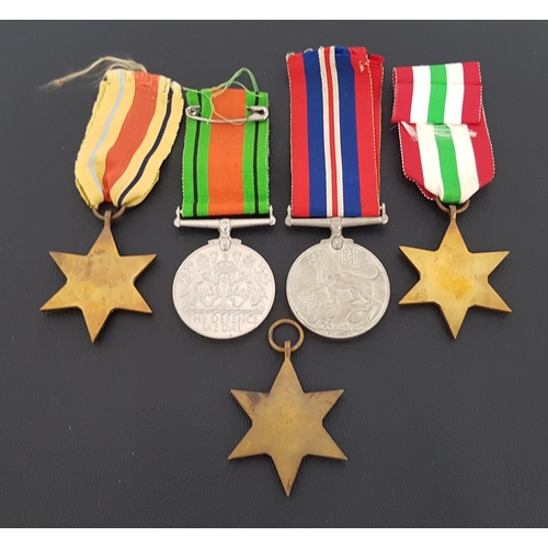 354 - GROUP OF FIVE WWII MEDALS
including The 1939-1945 Star, The Africa Star and ribbon, The Italy Star a... 