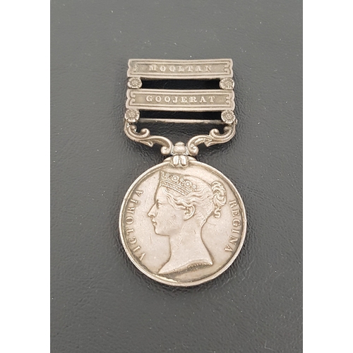 357 - BRITISH PUNJAB MEDAL
with two bars, Mooltan and Goojerat, named to Corporal T. Taylor, 32nd Foot