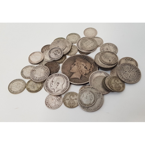 327 - SELECTION OF BRITISH AND OTHER SILVER COINS
silver content 900-925, approx 124 grams