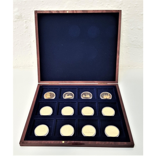 331 - COMPLETE HISTORY OF THE STEAM TRAIN COIN COLLECTION
twelve gold plated coins in box (12)