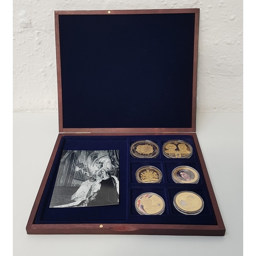 332 - COMPLETE QUEEN ELIZABETH II SIX COIN COLLECTION
six gold plated coins, in box (6)