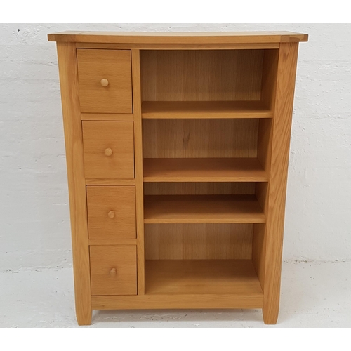 516 - LIGHT OAK SIDE CABINET
with a rectangular top above a bank of four drawers and four shelves, standin... 