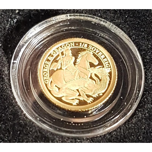 323 - 2021 GEORGE AND THE DRAGON 200th ANNIVERSARY PROOF GOLD ONE-EIGHTH SOVEREIGN
reverse: St George on h... 