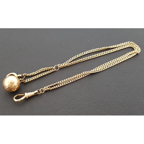 2 - FIFTEEN CARAT GOLD ALBERT CHAIN
with double chain section, hammered ball buttonhole and clip, total ... 
