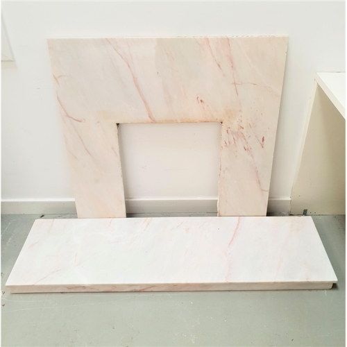 483 - WHITE MARBLE FIRE SURROUND
with an oblong base, 100cm x 137cm