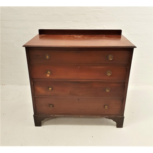 522 - EDWARDIAN MAHOGANY AND INLAID CHEST
with a shaped raised back above a moulded top, with four long gr... 