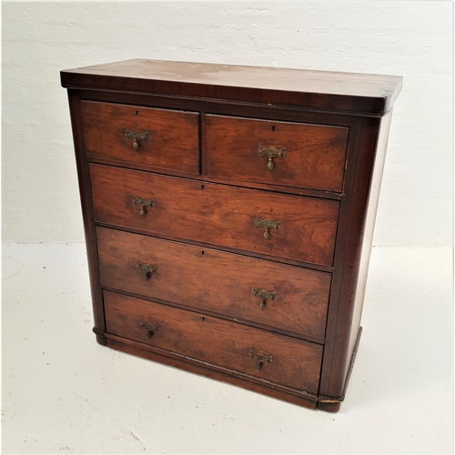 524 - LATE VICTORIAN WALNUT CHEST
with two short and three long drawers, standing on a plinth base, 100.5c... 