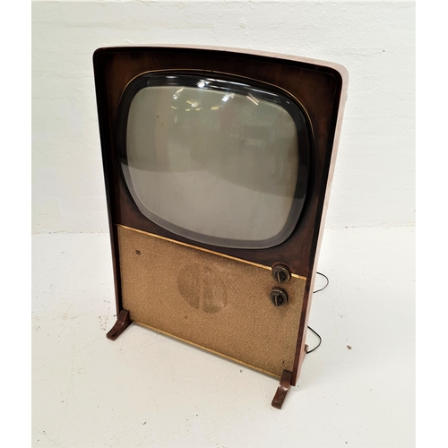 525 - PAM RETRO TELEVISION
in a walnut case with a proud set screen above the speaker, with a volume and t... 